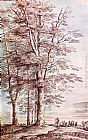 Luca Paintings - Landscape with Tall Trees by Lucas Van Uden